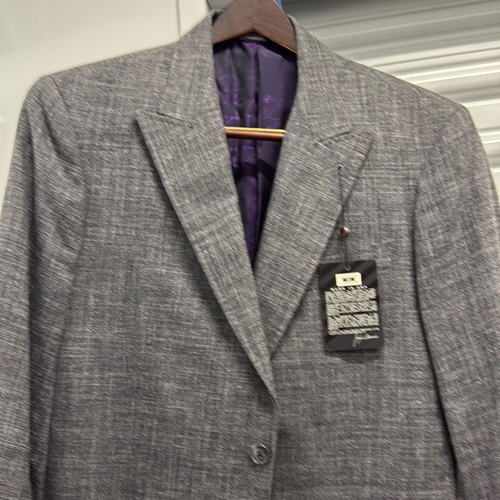 Joseph Abboud Mens Size 40R Blazer Madras Patchwork Grey Sport Coat Jacket - Picture 2 of 10